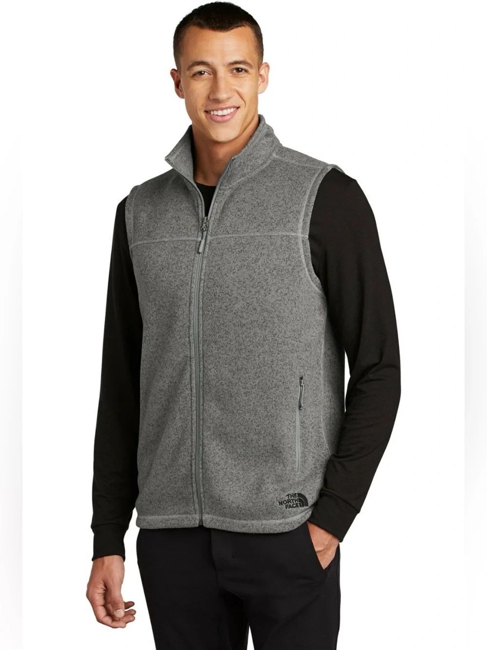 Mens The North Face Sweater Vest Fleece Full Zip Jacket Coat Gray XL